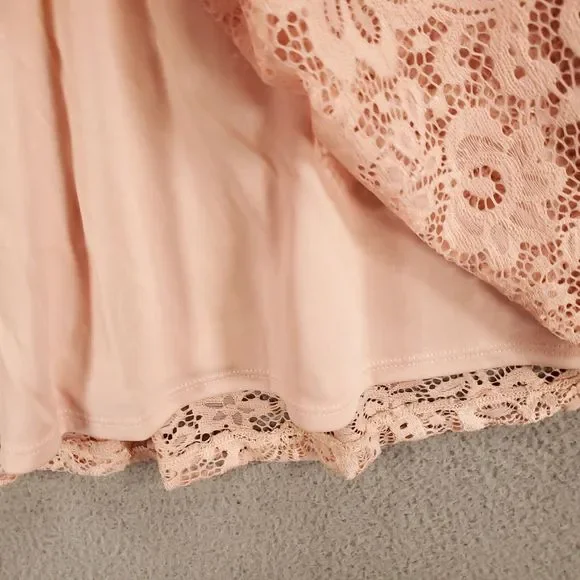 New By & By Dress Juniors 1 Blush Pink Lace Sheer Lined Back Zip - Picture 7 of 15